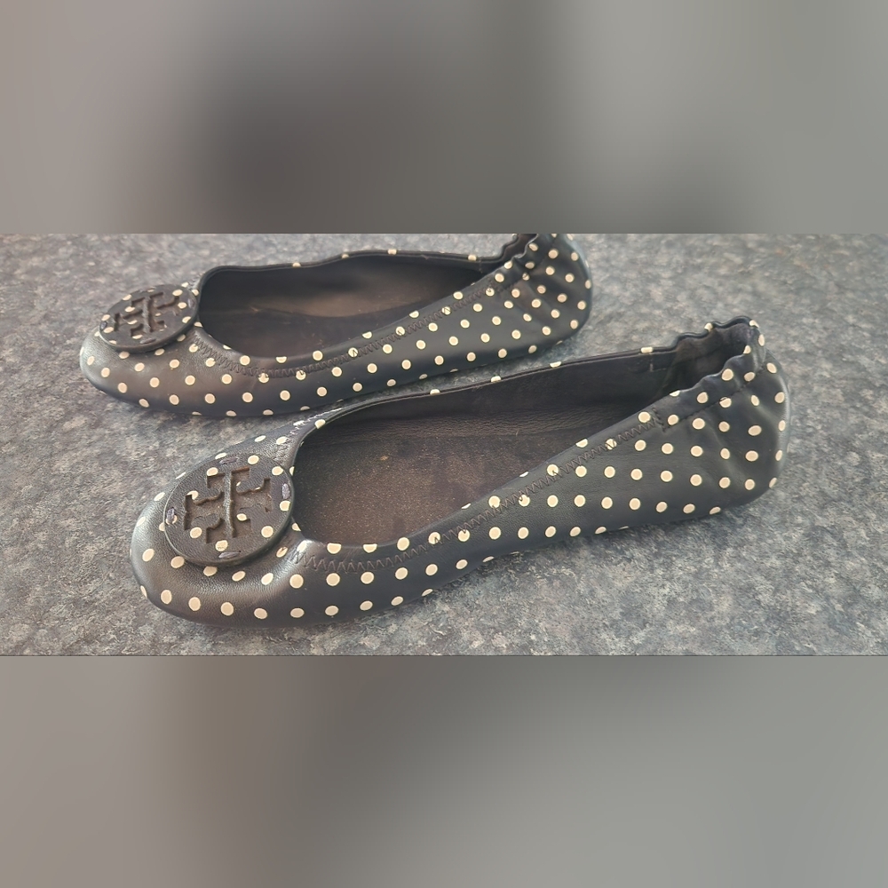 COPY - Tory Burch Navy Polka Dot Flats - Picture 6 of 7